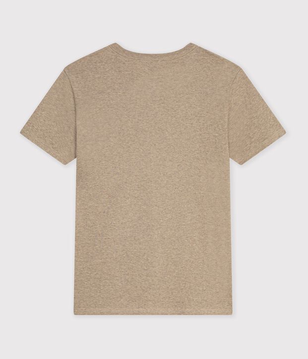 T-shirt a maniche corte in cotone tinta unita donna beige