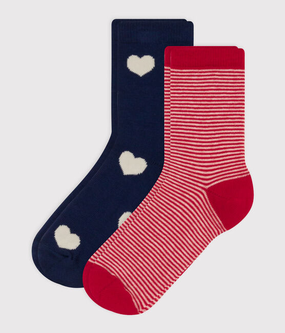 Set di 2 paia di calzini bambino in jersey di cotone a cuori variante 1