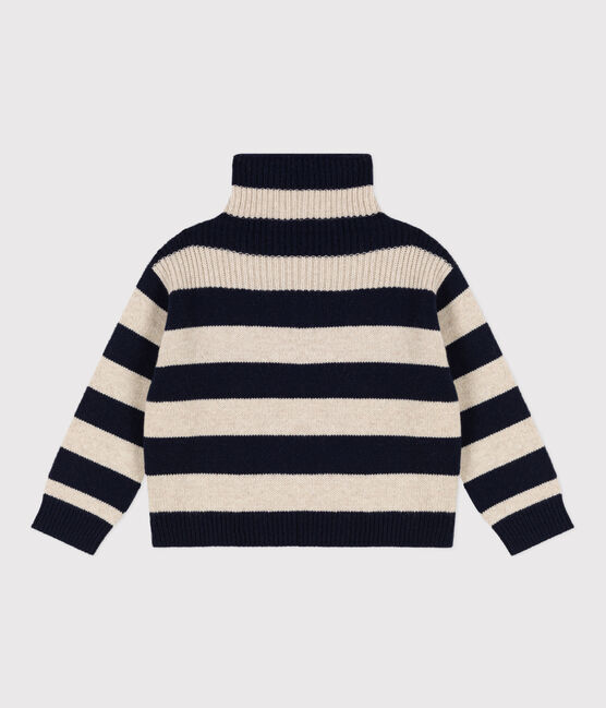 Pull in tricot di lana e cotone bambino blu SMOKING/ AVALANCHE