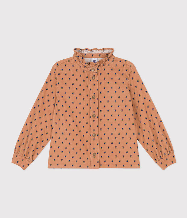 Blusa in velluto fine a fiori bambina rosa/multicolore