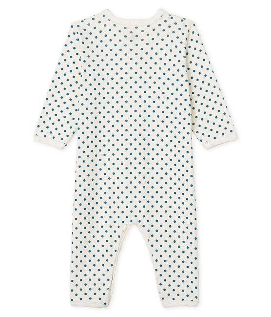 Tutina senza piedi a costine bebè femmina bianco MARSHMALLOW/blu CONTES