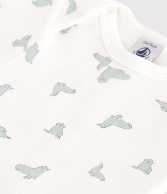 Body a maniche corte in cotone con stampa neonato MARSHMALLOW/ PAUL