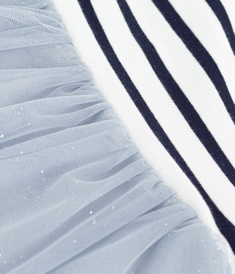 Abito a maniche corte bimateriale neonata blu/multicolore