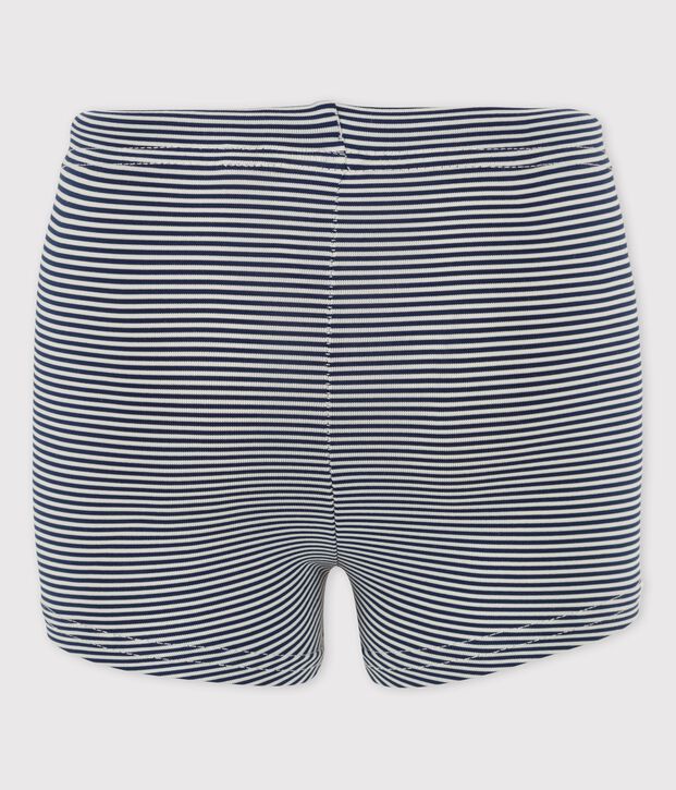 Shorts mare in materiale riciclato per beb&egrave; blu/bianco