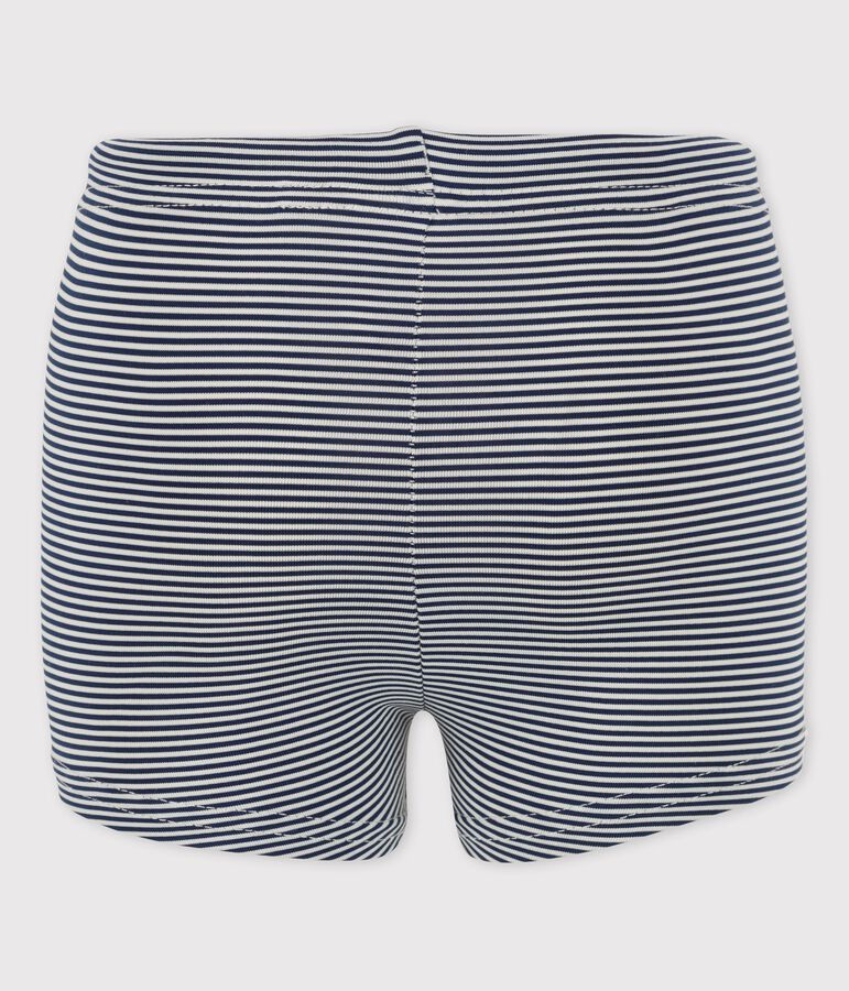 Shorts mare in materiale riciclato per beb&egrave; blu/bianco