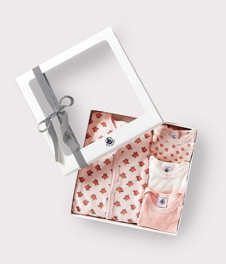 Set di un pigiama beb&egrave; e tre body a fiori multicolore