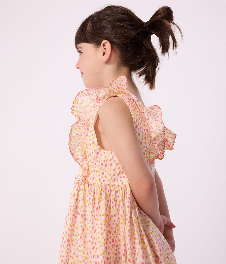 Abito senza maniche a schiena scoperta in cotone stampato bambina bianco/multicolore