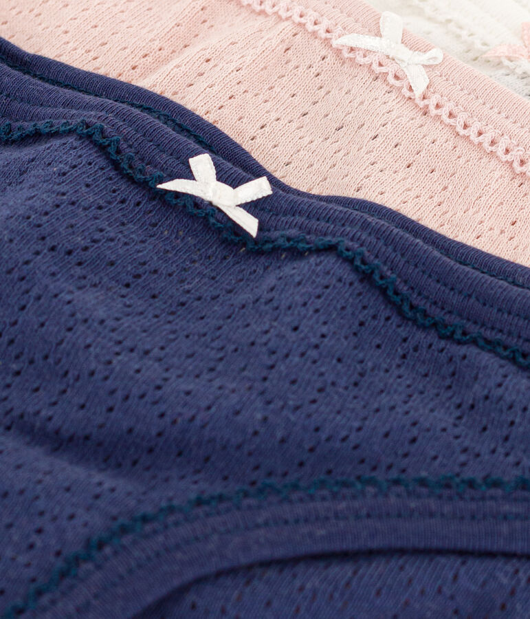 Confezione da 3 slip a tinta unita in cotone traforato bambina multicolore