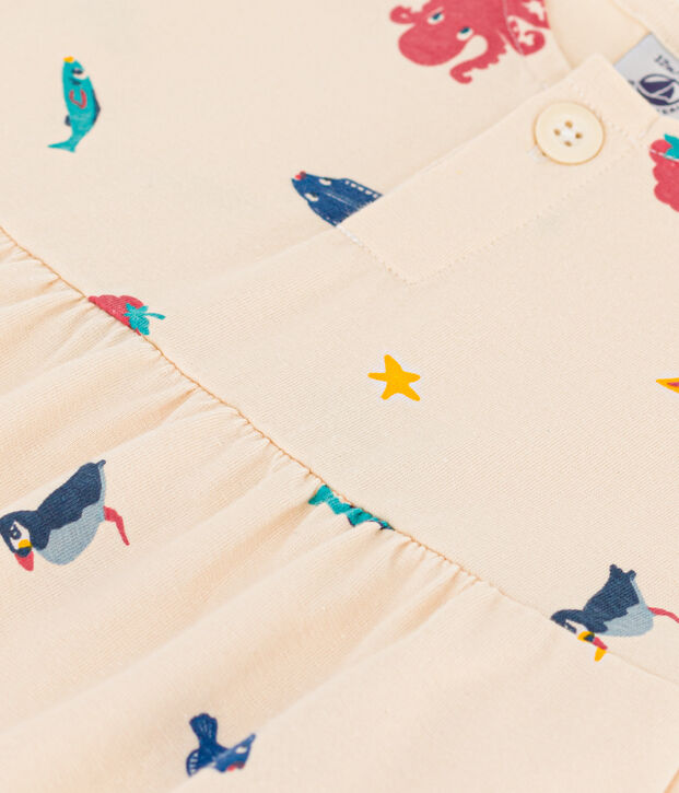 Abito manica corta beb&egrave; in jersey fantasia ecru/multicolore