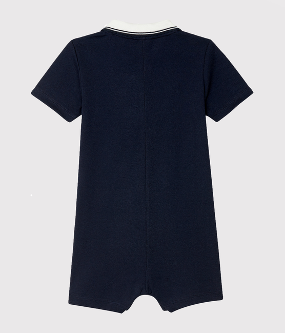 Tutina corta a polo in cotonebebè maschio blu SMOKING