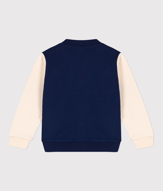 Teddy bambina / bambino in molleton blu/ecru