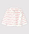 Cardigan "Petit Bateau Je t'aime" bebè in jacquard di cotone biologico bianco MARSHMALLOW/rosso TERKUIT