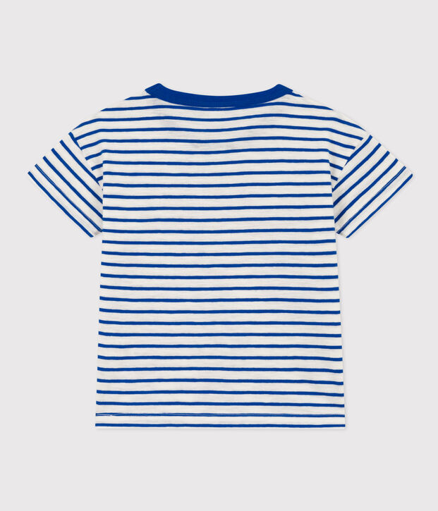 T-shirt a righe in cotone bambina - bambino bianco/blu