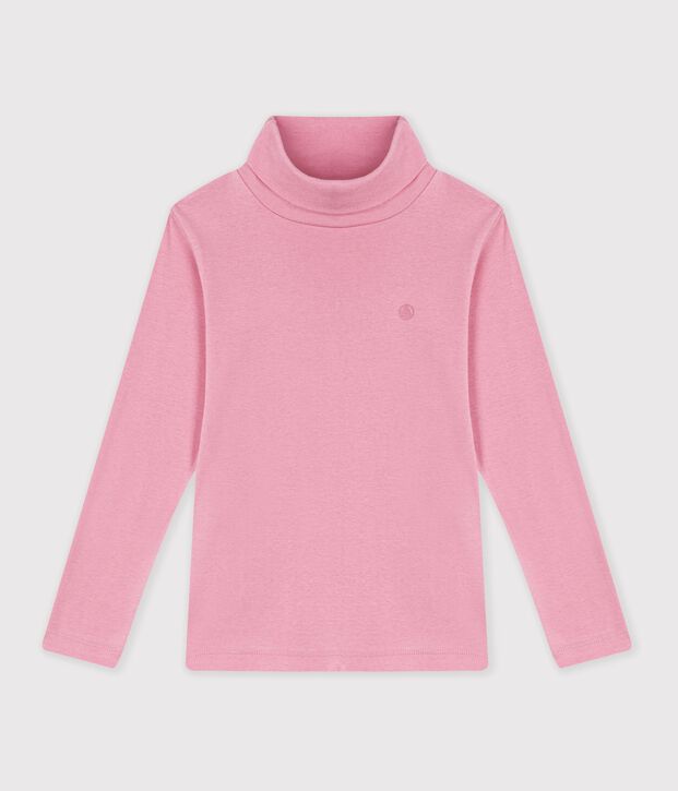 Dolcevita in cotone tinta unita bambino rosa