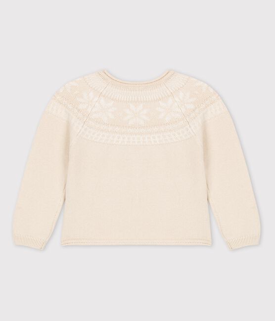 Pullover bambina in lana e cotone beige JERRYCAN MOULINE/ MARSHMALLOW