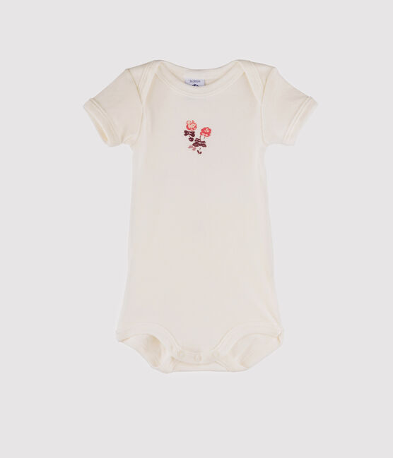 Body manica corta bebè bambina bianco MARSHMALLOW/rosa FLASHY