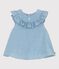 Blusa senza maniche in chambray di cotone ricamato neonato blu BLEU CLAIR