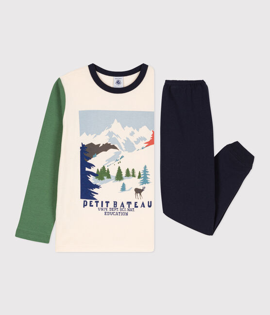 Pigiama bambino unisex in cotone blu SMOKING/bianco MULTICO