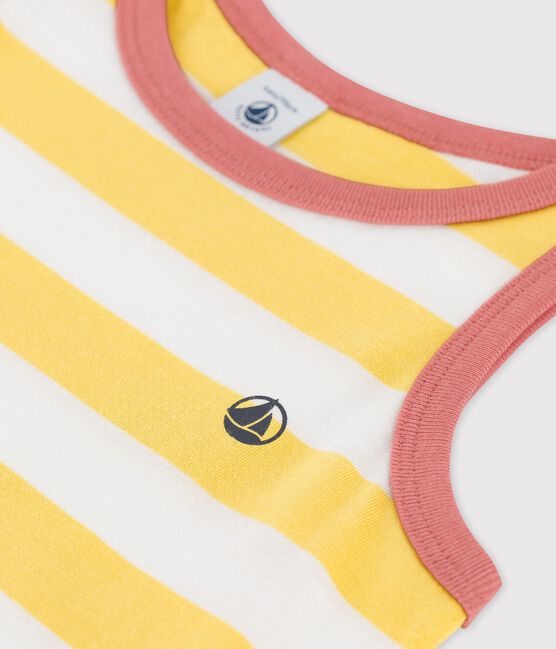 Abito senza maniche in cotone a righe bambina giallo ORGE/bianco MARSHMALLOW