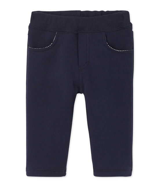 Pantaloni per bebé maschio in molleton blu SMOKING
