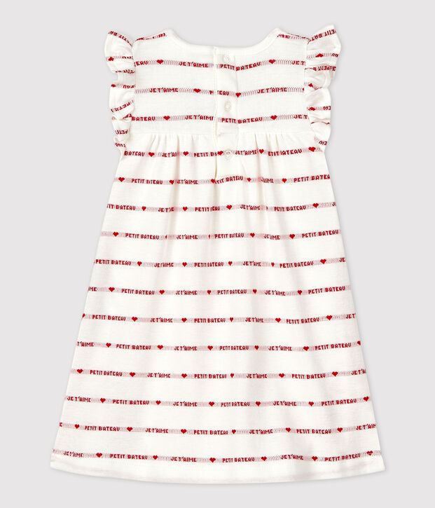 Abito body jacquard per b&eacute;b&eacute; in cotone biologico bianco/rosso