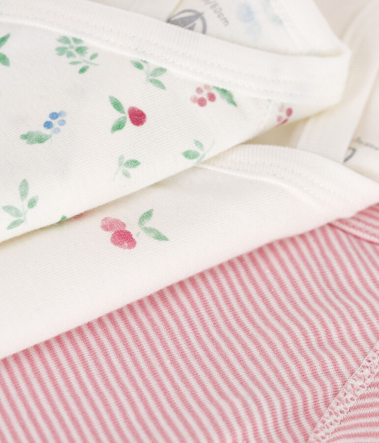 Set da 3 body incrociati a maniche corte in cotone con stampa neonato multicolore