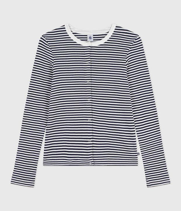 Cardigan in cotone a righe donna blu/bianco