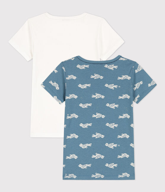 Confezione da 2 t-shirt maniche corte, fantasia uccellini, bambina in cotone variante 1