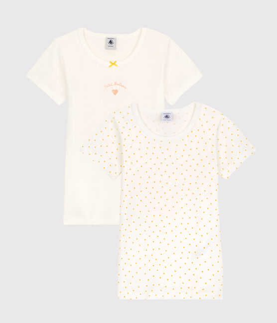 Confezione da 2 t-shirt bambina maniche corte a cuori in cotone variante 1