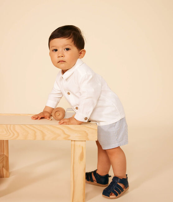 Camicia bebè in piquet di cotone bianco ECUME
