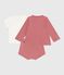 Completo nascita tre pezzi in cotone e T-shirt con scollo ricamato. rosa ROSEWOOD/ MULTICO