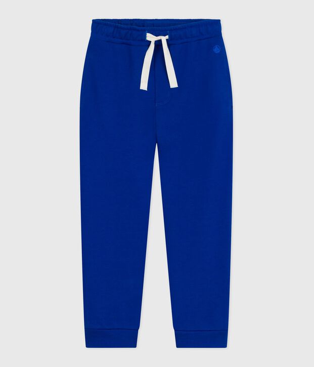 Joggers in cotone tinta unita bambina blu