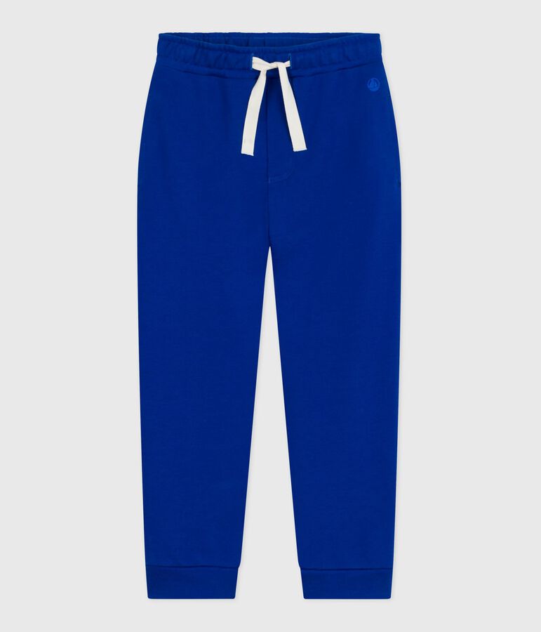 Joggers in cotone tinta unita bambina blu