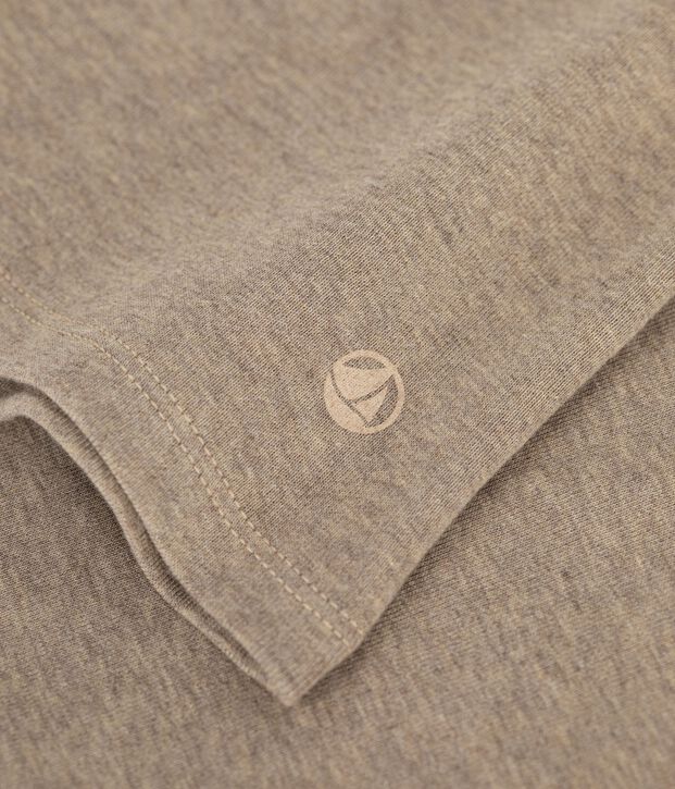 T-shirt a maniche lunghe in cotone tinta unita donna beige