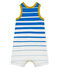 Tutina corta neonato in jersey leggero a righe piazzate blu/bianco