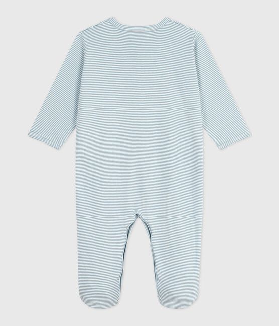 Pigiama in cotone millerighe neonato ADRIATIC/ MARSHMALLOW
