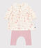 Abito con colletto e stampa a fiori, leggings in cotone neonato MILK/ MULTICO
