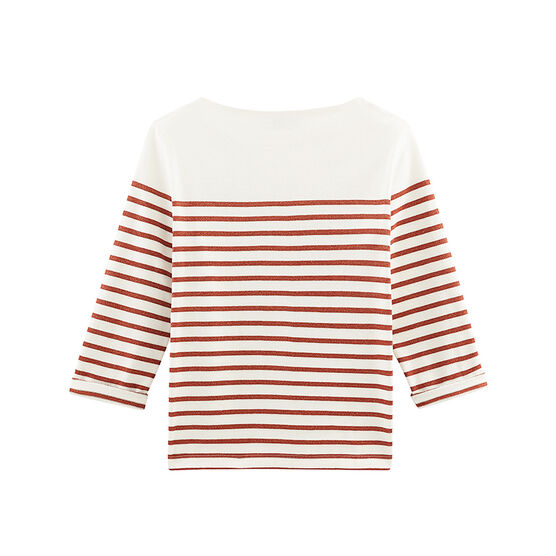 Marinière maniche lunghe donna bianco MARSHMALLOW/rosa COPPER