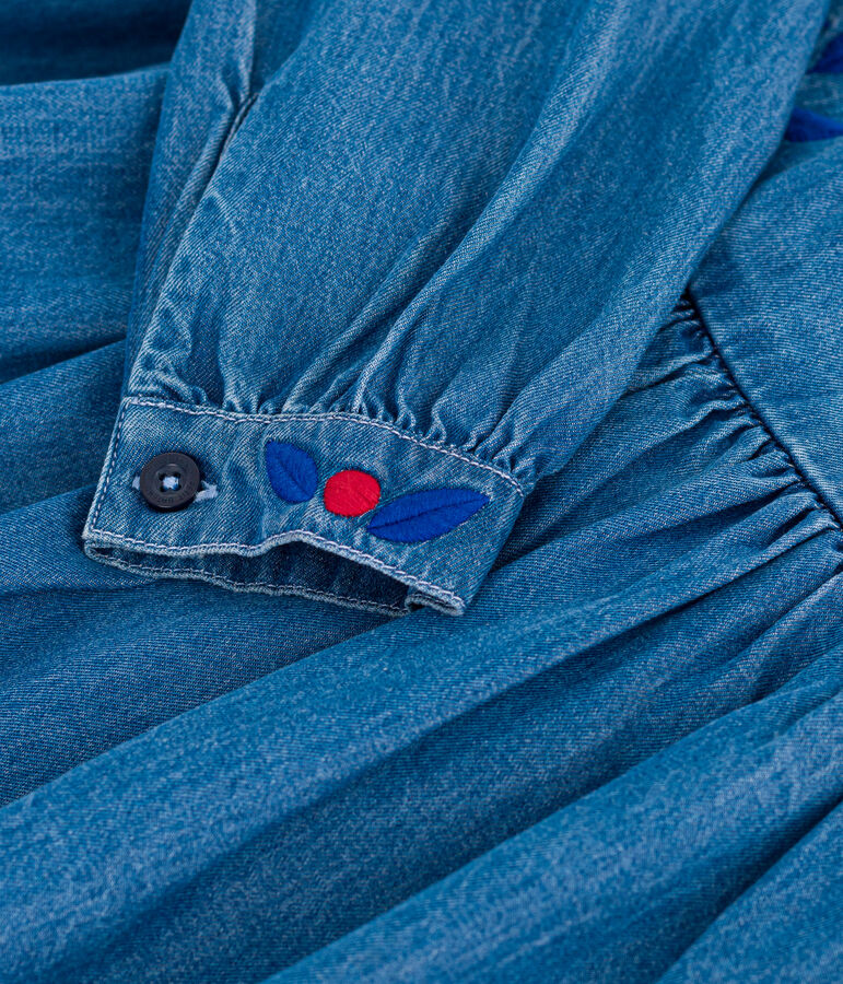Abito a maniche lunghe in denim bambina blu