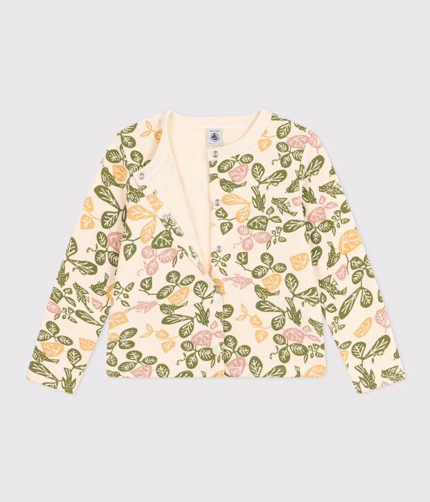 Cardigan in cotone bambina ecru/multicolore