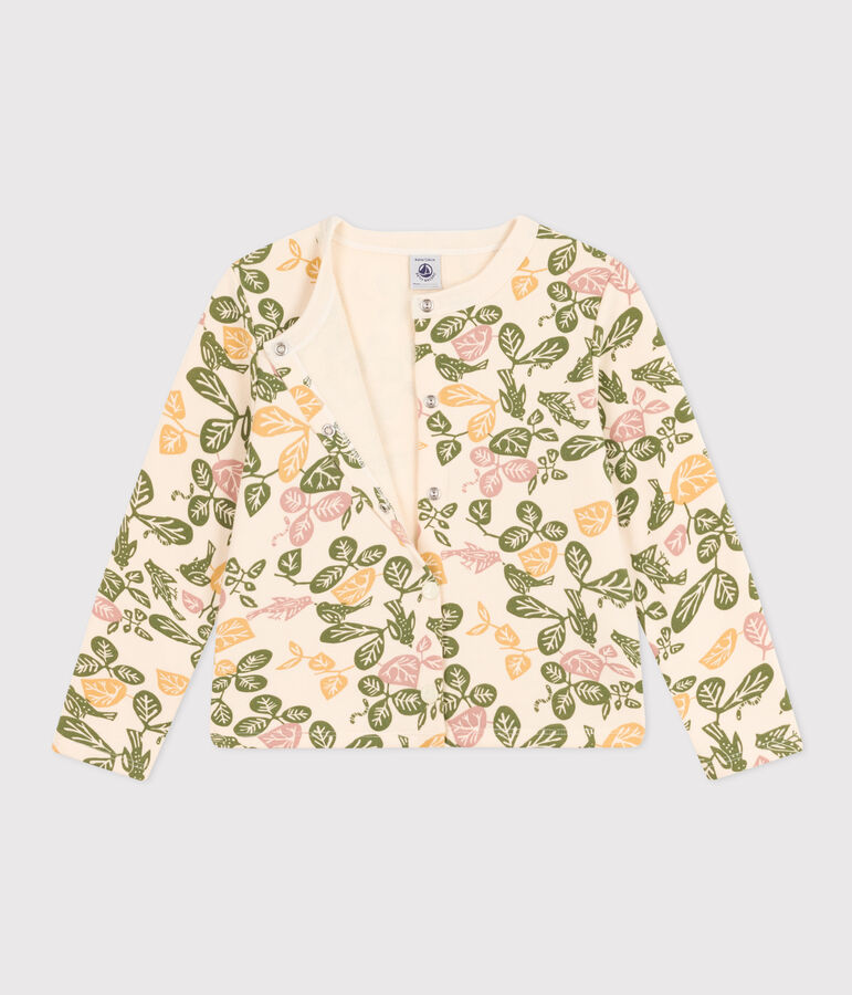 Cardigan in cotone bambina ecru/multicolore