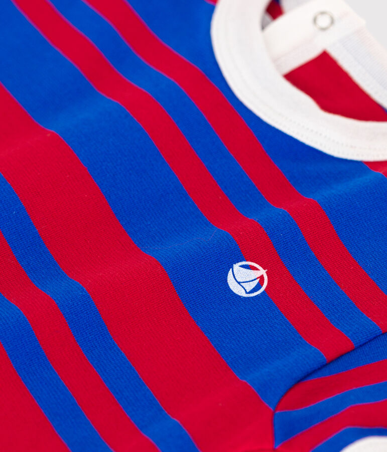 Tutina corta beb&egrave; in jersey a righe blu/rosso