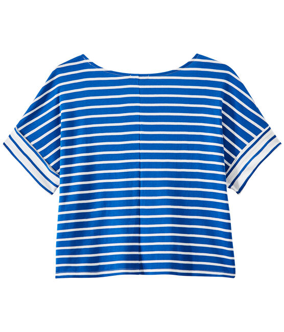 T-shirt donna oversize a righe blu PERSE/bianco MARSHMALLOW