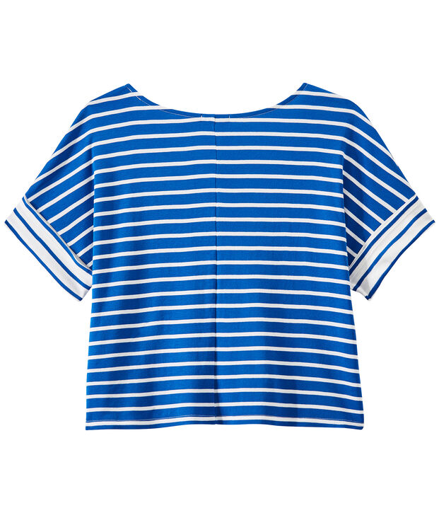 T-shirt donna oversize a righe blu/bianco
