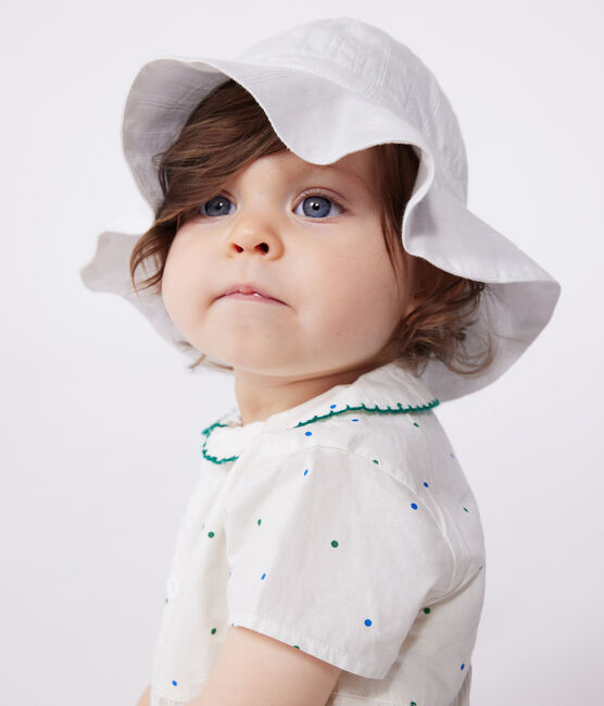 Cappellino in popeline tinta unita neonata bianco ECUME