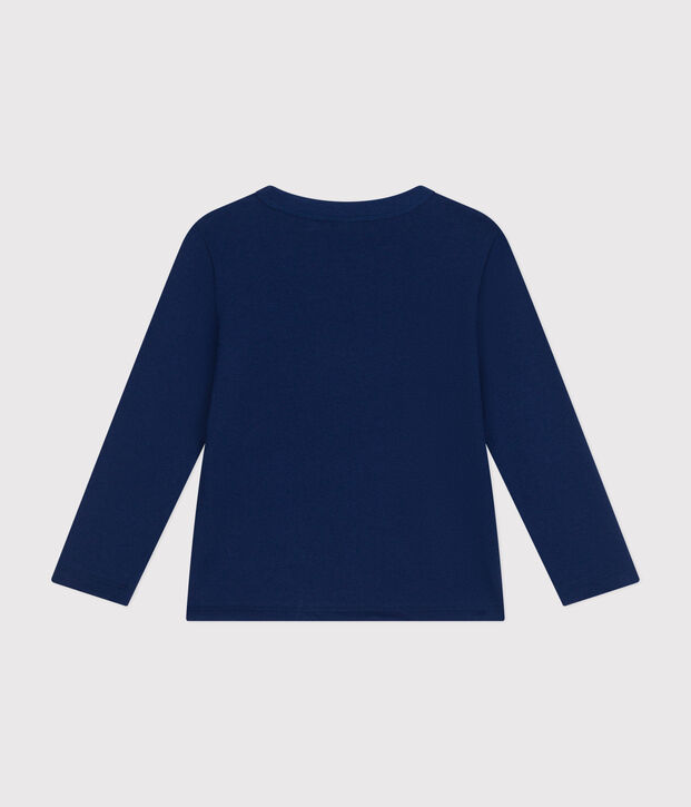 T-shirt a maniche lunghe in jersey sottile bambino blu