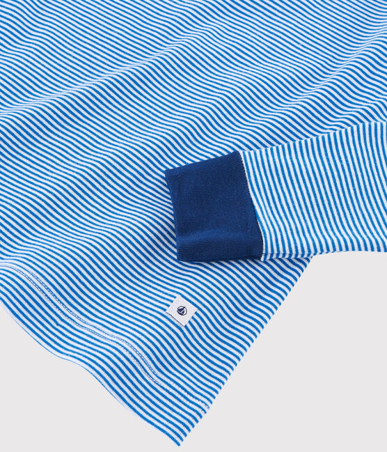 Pigiama millerighe blu bambino a costine blu RUISSEAU/bianco MARSHMALLOW