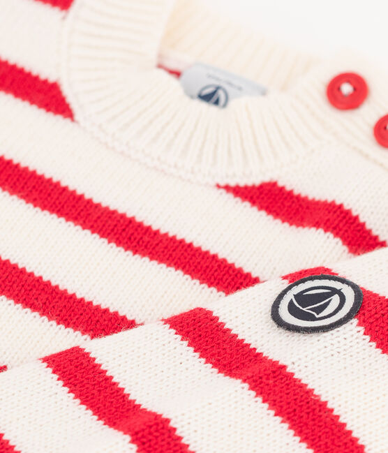 Pull in jersey bebè bianco MARSHMALLOW/rosso TERKUIT