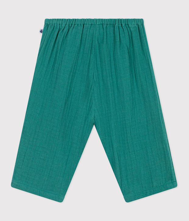 Pantaloni in cotone tinta unita neonato verde