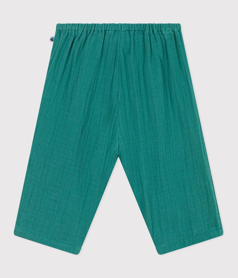 Pantaloni in cotone tinta unita neonato verde